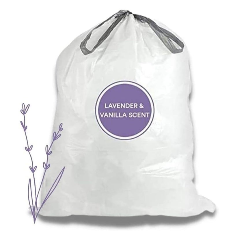 Plasticplace White Drawstring Lavender and Soft Vanilla Scented Garbage Can Liners, Compatible with Code H (200 Count), 8-9 Gallon / 30-35 Liter, 18.5" x 28 - Image 5